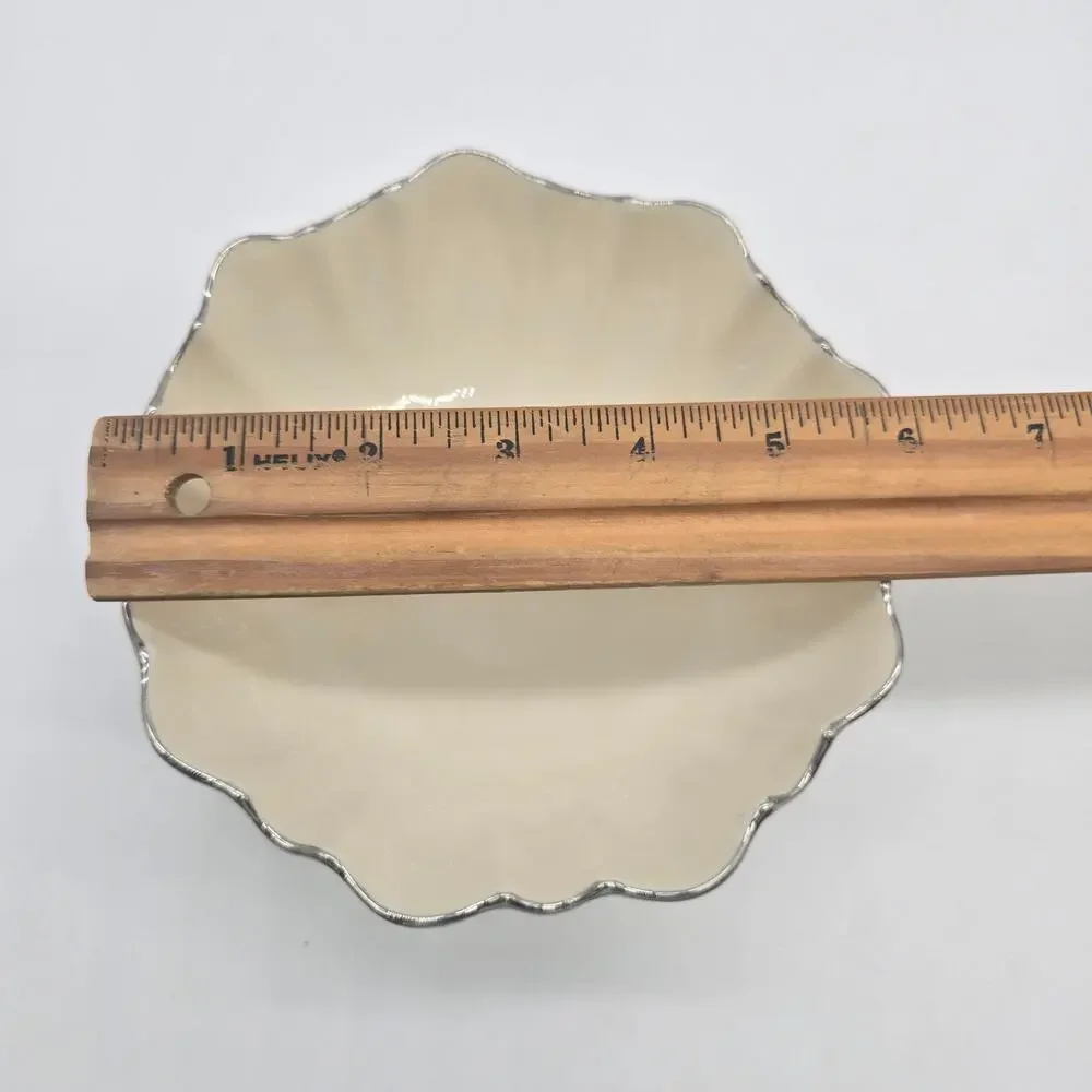 Lenox Symphony Sculpted Pedestal Bowls Platinum Trim Set of 2 USA Candy Nut